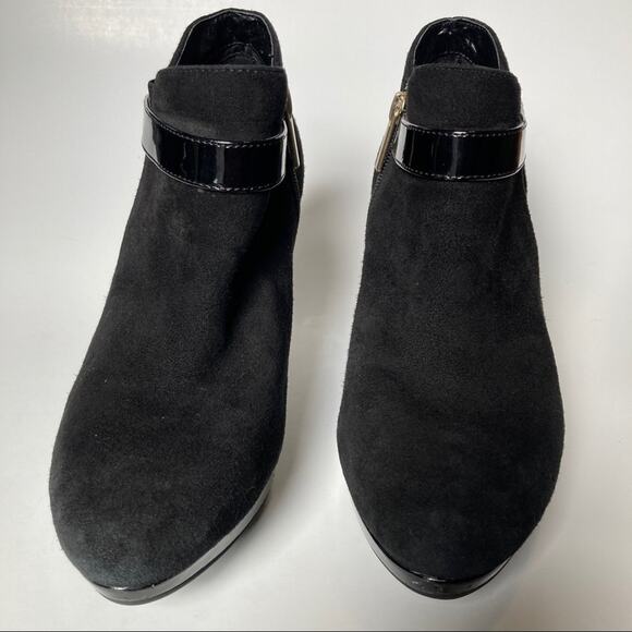 Whimsigoth Bocambria Suede Booties Black size US 8 Patent Leather trim - Picture 8 of 10